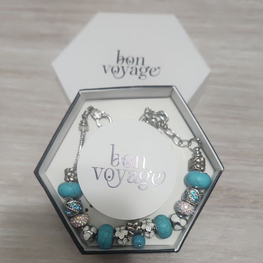Turquoise and Silver Charm Bracelet